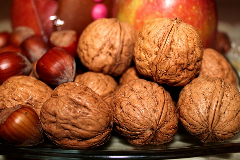 pile of nuts, walnuts, nicholas, advent, christmas, christmas time HD wallpaper