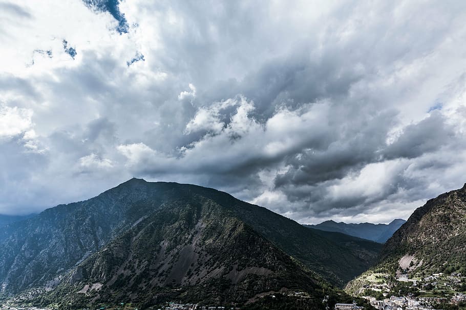 mountain, peak, summit, clouds, sky, top, nature, environment HD wallpaper