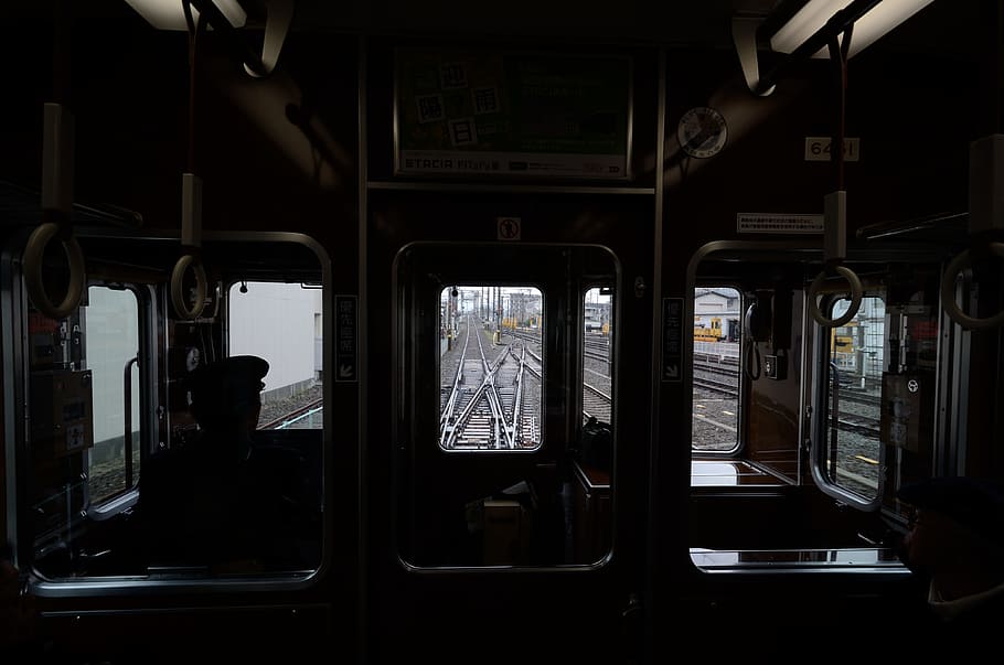 train interior, close-up photography on train interior, black HD wallpaper