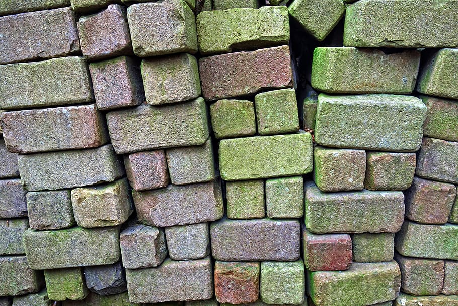 brick, stack, stacked bricks, stone, material, building material HD wallpaper