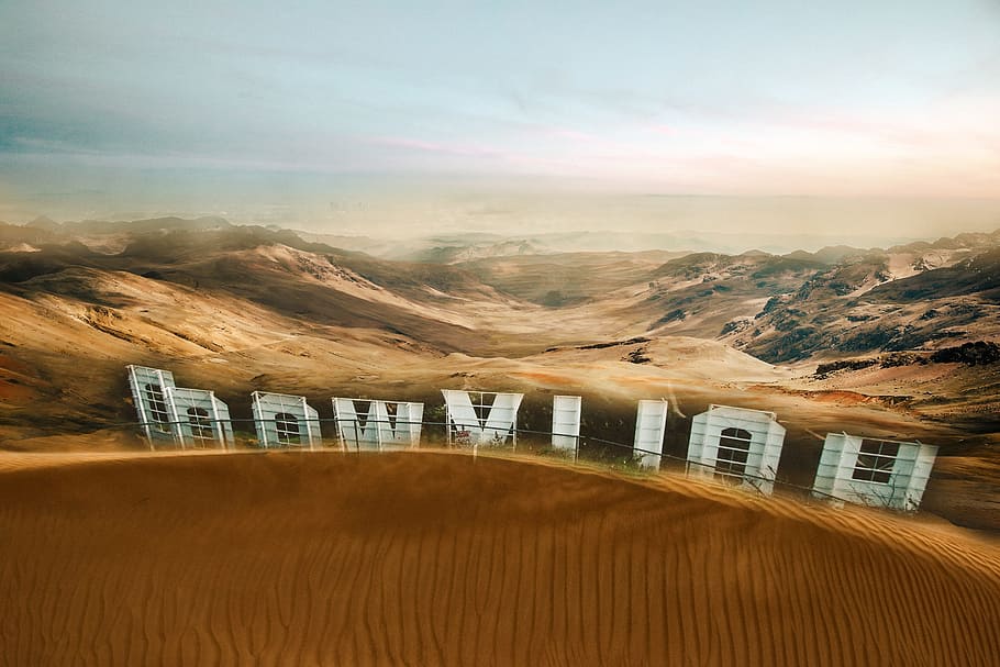 high-angle photography of sandd, Climate Change, Hollywood, Desert, HD wallpaper