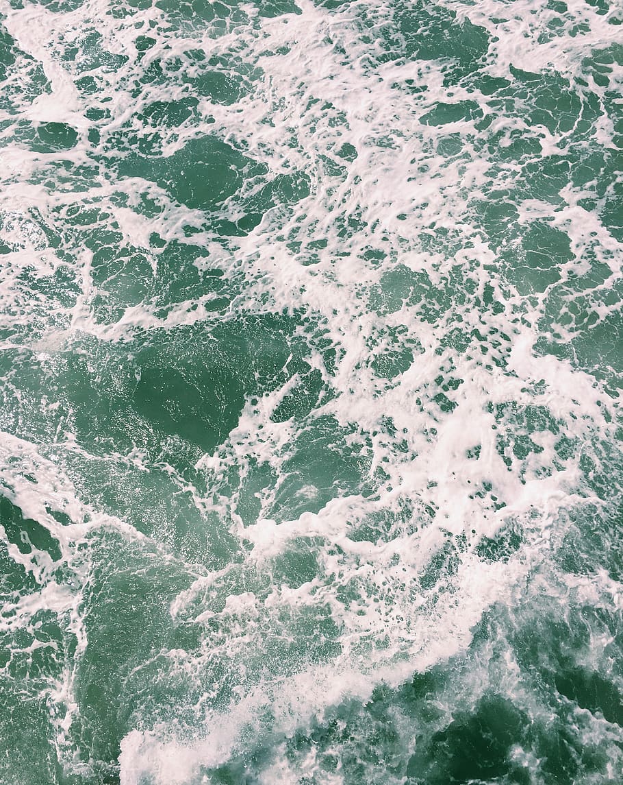 waving body of water during daytime, aerial photography of ocean waves HD wallpaper