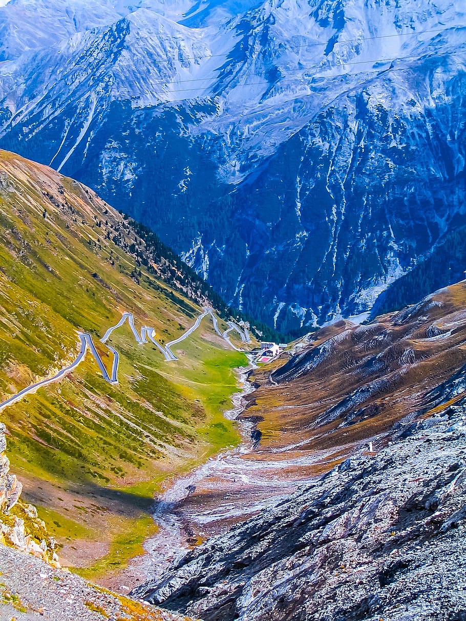 landscape photo of mountain, mountains, pass road, nature, snow HD wallpaper