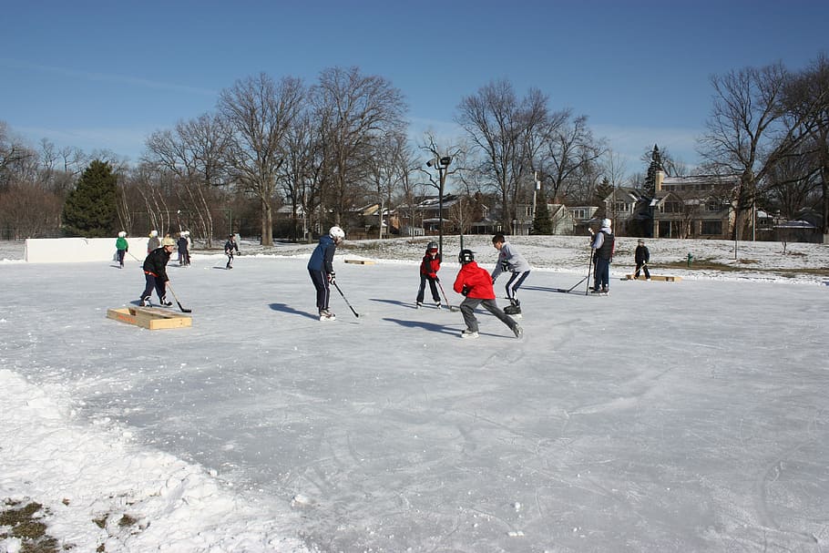 Pond Hockey, Outdoor, outdoor hockey, winter, sport, children, HD wallpaper