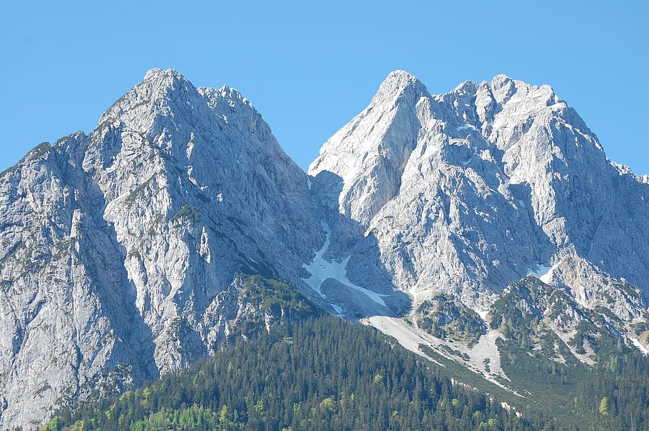 Mountains, Alpine, Waxenstein, mountain range, snow, nature HD wallpaper