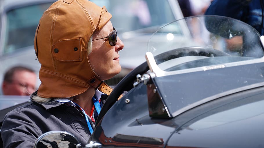 meeting, oldtimer, pilot, glasses, car, old auto, retro car HD wallpaper