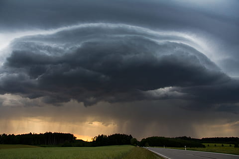 photo of cloudy day, forward, nature, sky, rain, weather, shelf cloud HD wallpaper