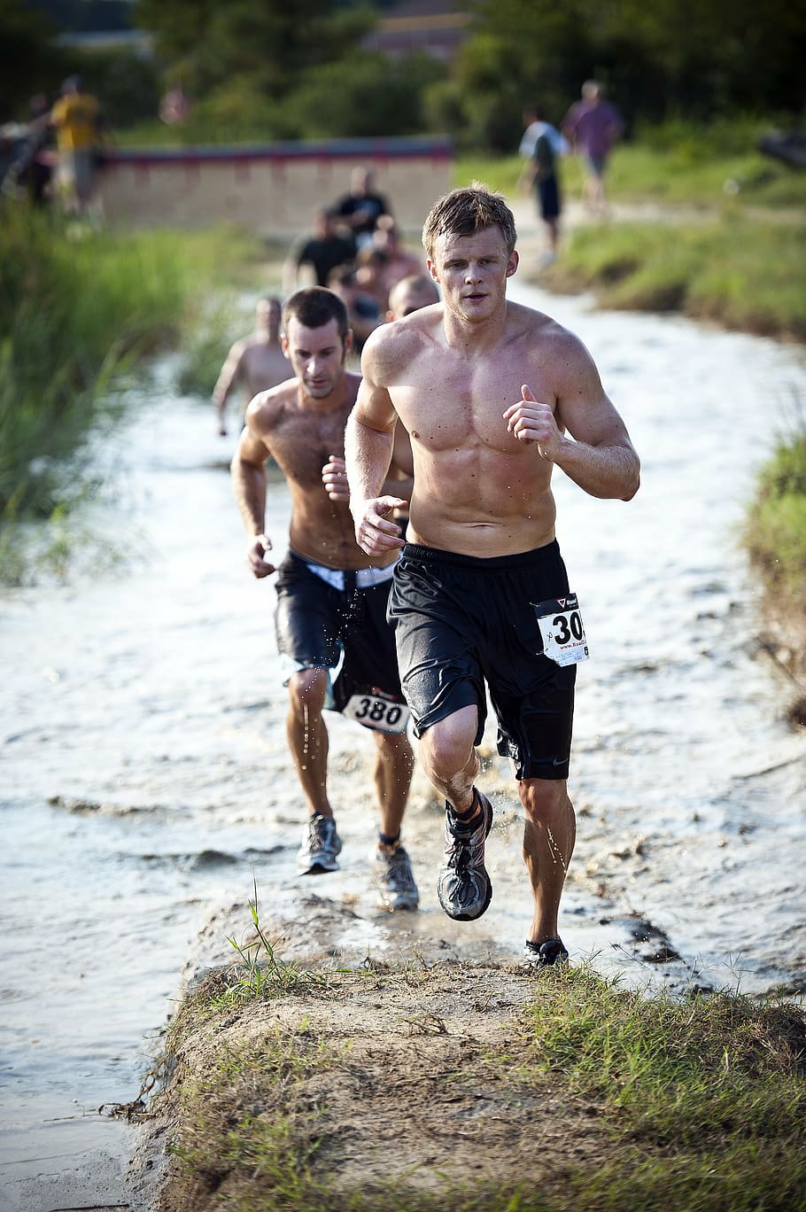 men running during dayime, runners, competition, race, mud HD wallpaper