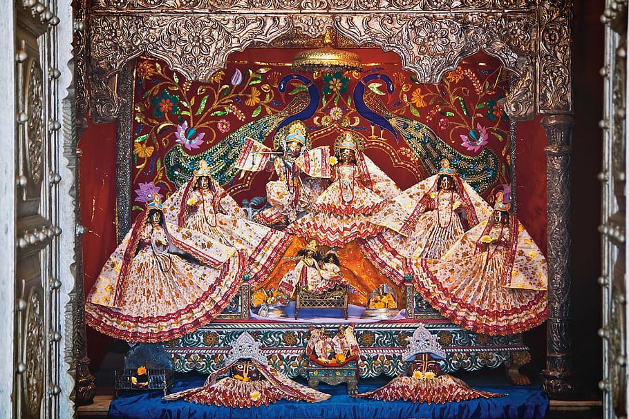 altar, india, krishna, lal, govardhan, travel, asia, god, hinduism, HD wallpaper
