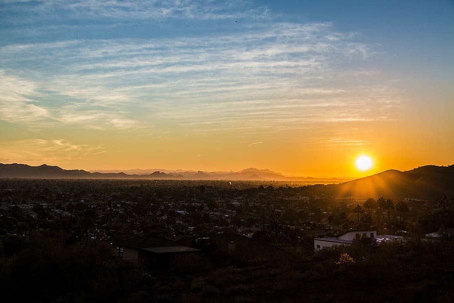 Sunset landscape in Phoenix, Arizona, dusk, photos, public domain, HD wallpaper