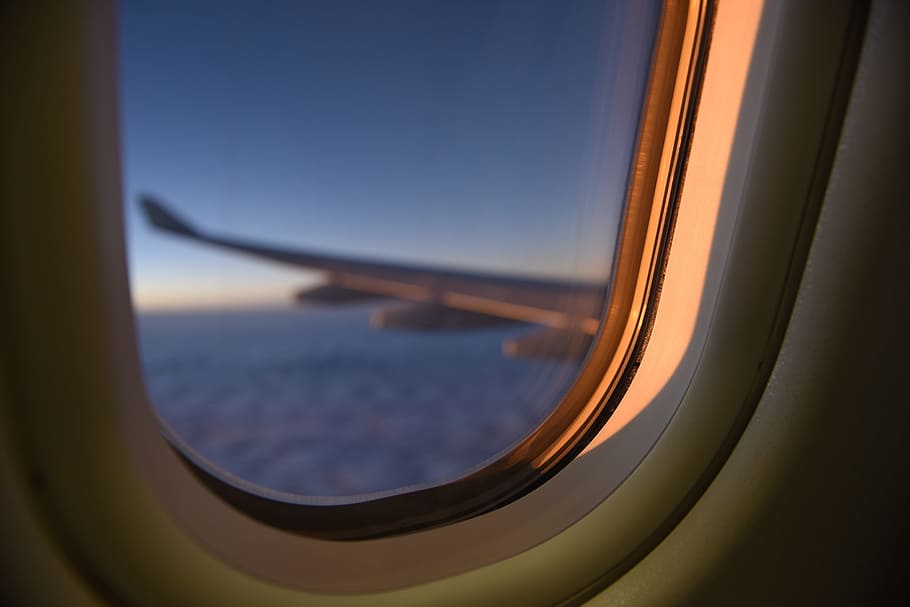 airplane window view, airline, travel, flight, mode of transportation, HD wallpaper