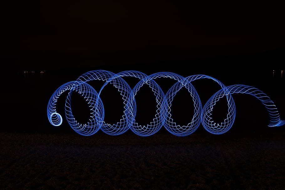 lightpainting, illuminated, night, light painting, light trail HD wallpaper