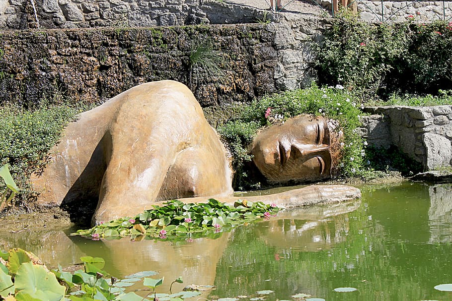 Vegetation, Statue, Decoration, Foam, plant, plants, stones HD wallpaper