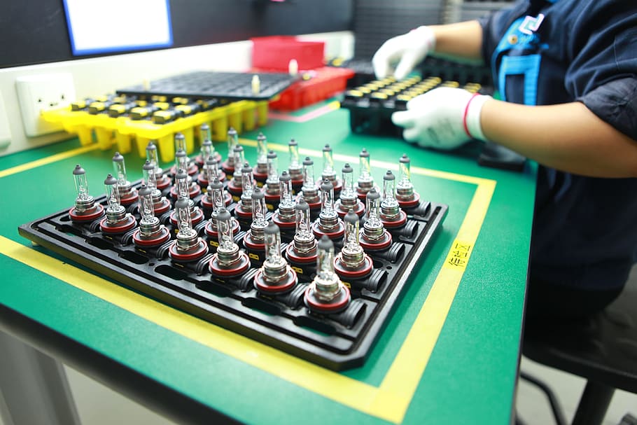 clear light bulbs on table, Factory, Detection, Instrument HD wallpaper