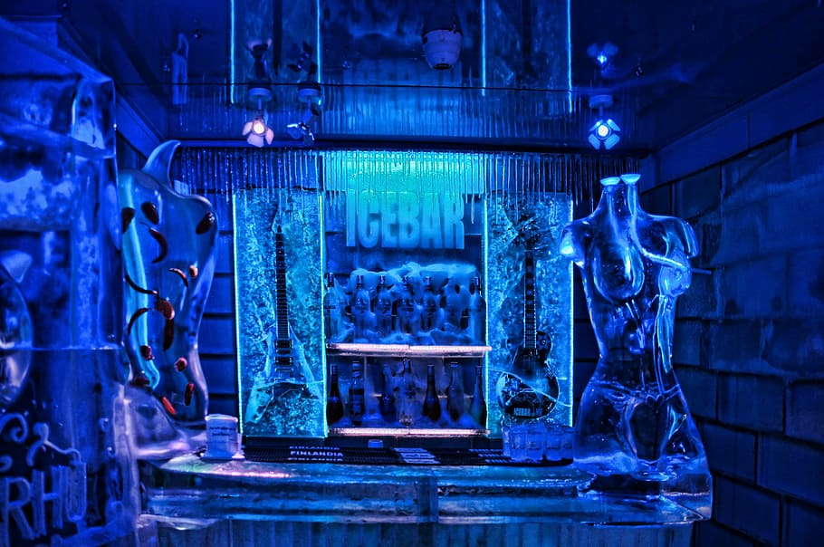 Eisbar, Budapest, Ice, icebar, bar from ice, blue, eisskulpur HD wallpaper