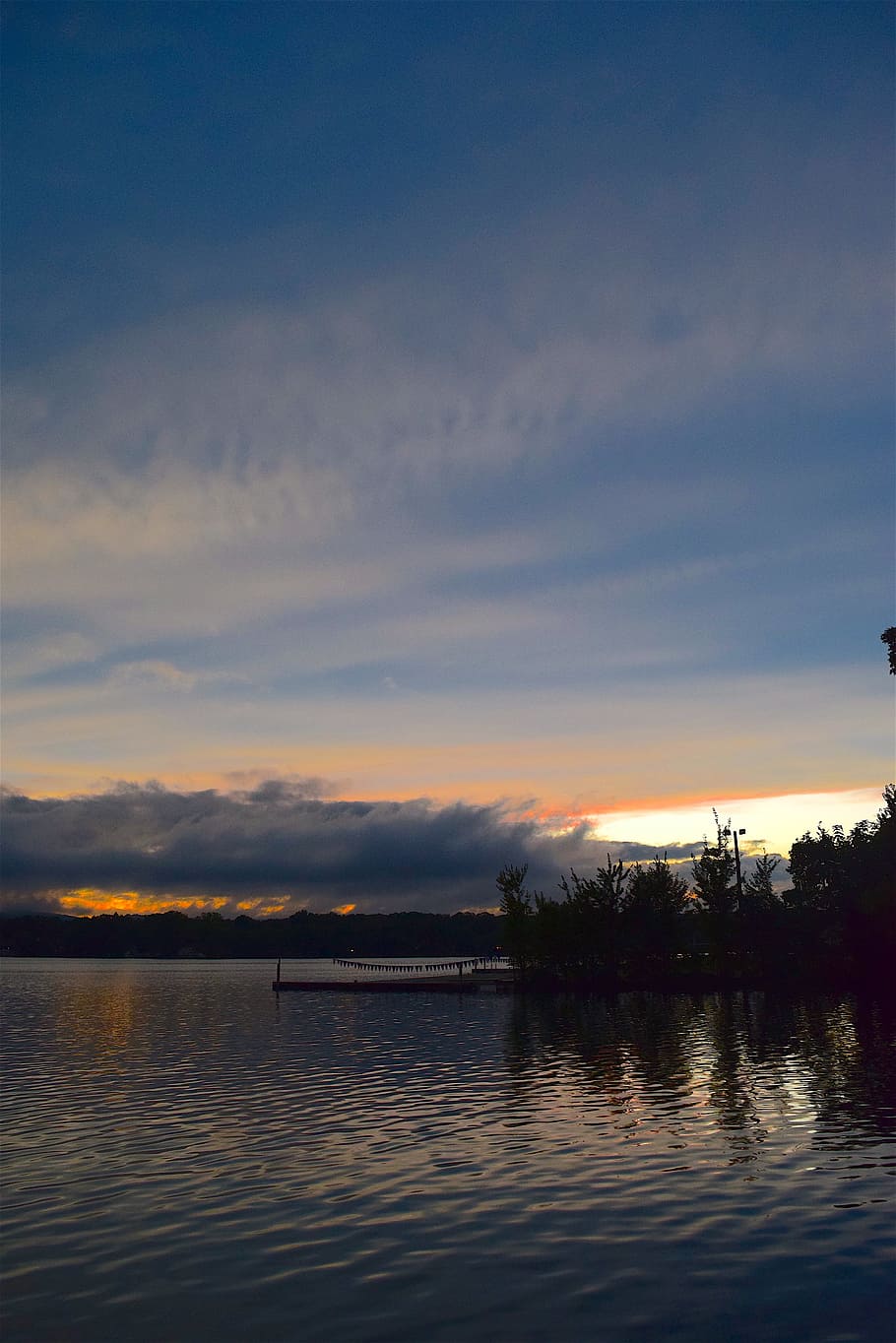 sunset, clouds, sky, lake, nature, landscape, summer, light HD wallpaper