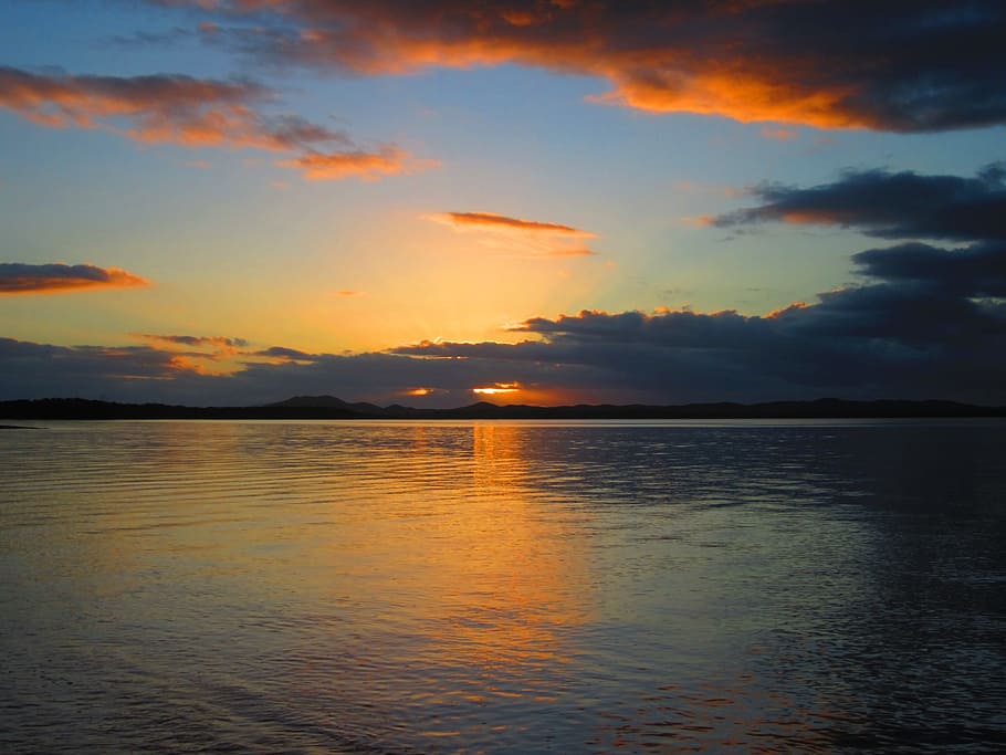 Sunset, Ocean, New Caledonia, reflection, water, nature, tranquility HD wallpaper