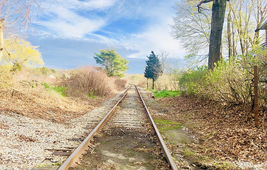 train tracks, sandwich, ma, cape cod, railroad, rail transportation, HD wallpaper