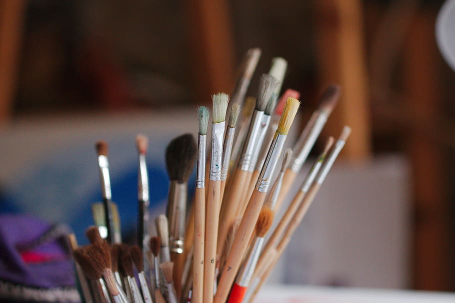 wood, brush, handmade, creativity, vertical, many, equipment HD wallpaper