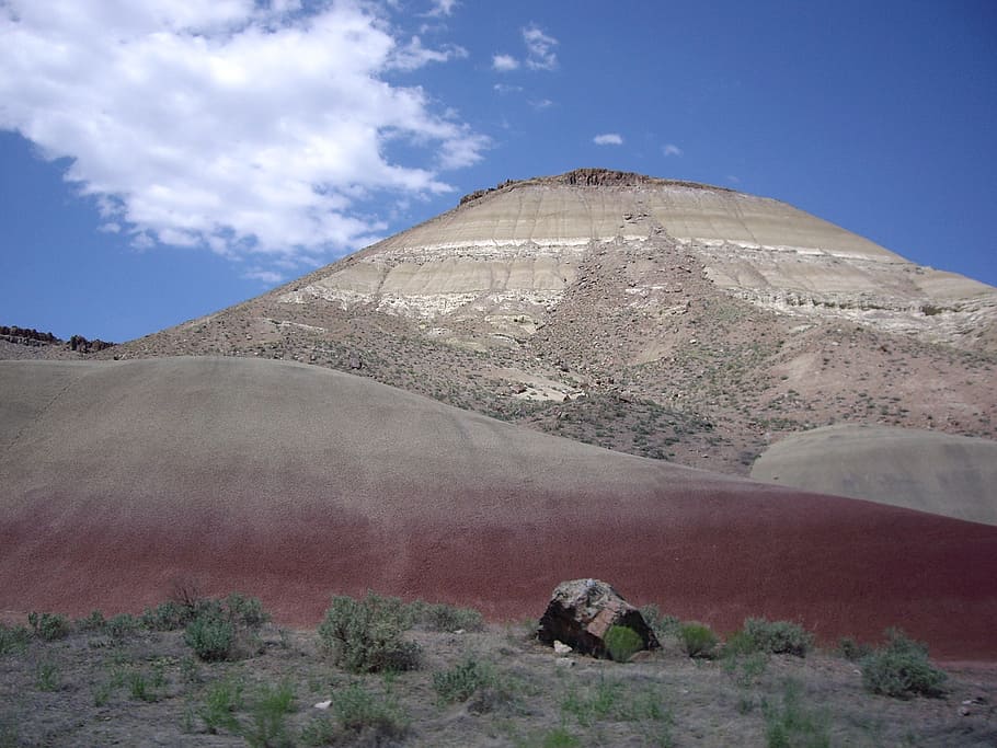 mountain, hill, red, rock, outdoor, travel, dry, barren, sky HD wallpaper