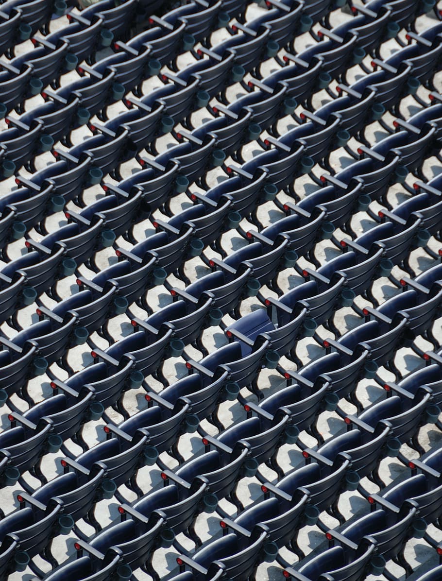 stadium seats, empty, event, sport, arena, chair, game, blue HD wallpaper
