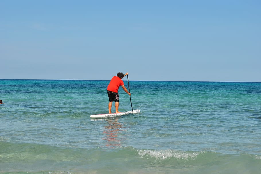 Surf, Beach, Water, Mallorca, summer, surfer, sports, sea, horizon over water HD wallpaper