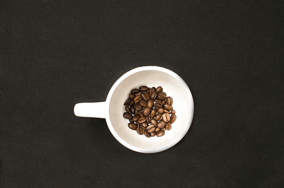 Coffee beans, brown, coffee brewing, cup, ingredient, ingredients, HD wallpaper