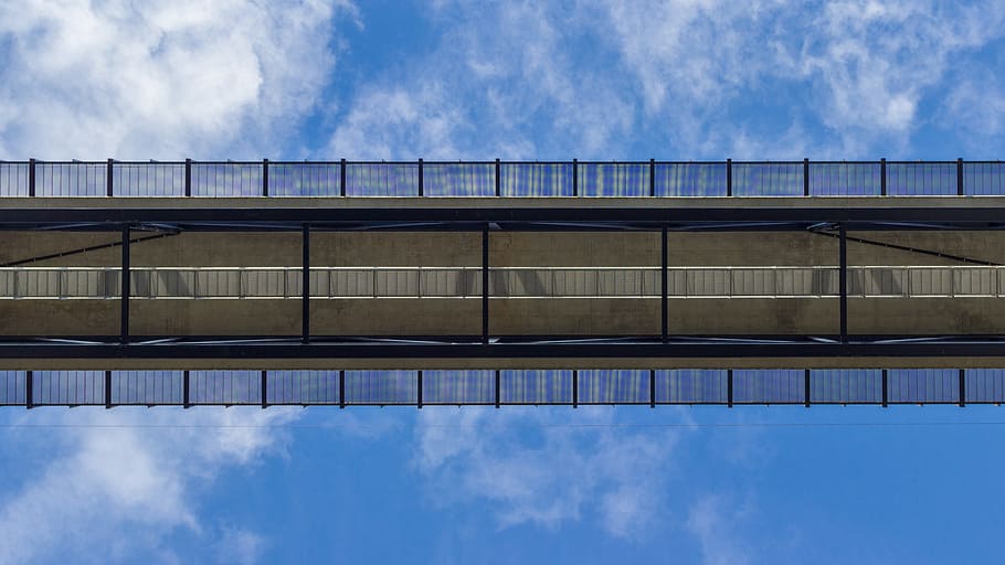 Railway Bridge, Architecture, perspective, below, viaduct, sky HD wallpaper