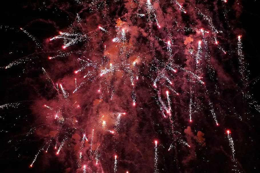 Fireworks, Night, Red, Light, Mood, star - space, no people HD wallpaper