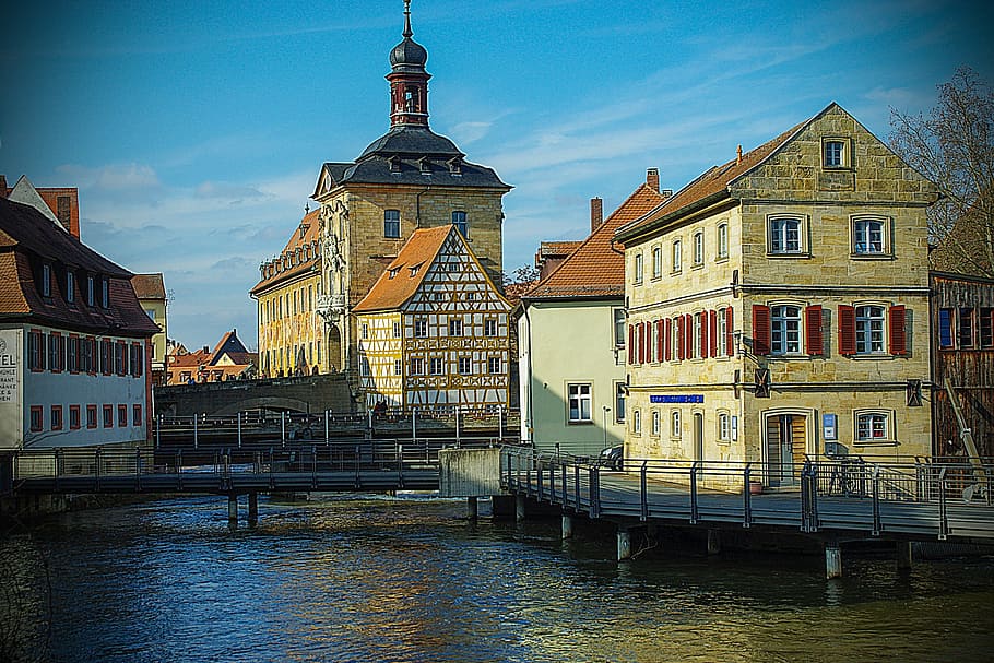 bamberg, city view, river, bridge, church, nature, bavaria, HD wallpaper