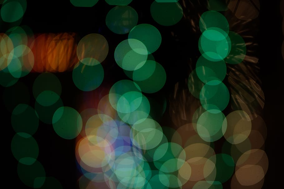 green, bokeh, balls, light, defocused, illuminated, night, green color HD wallpaper