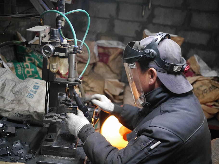 welding, spot, processing, men, occupation, working, industry HD wallpaper