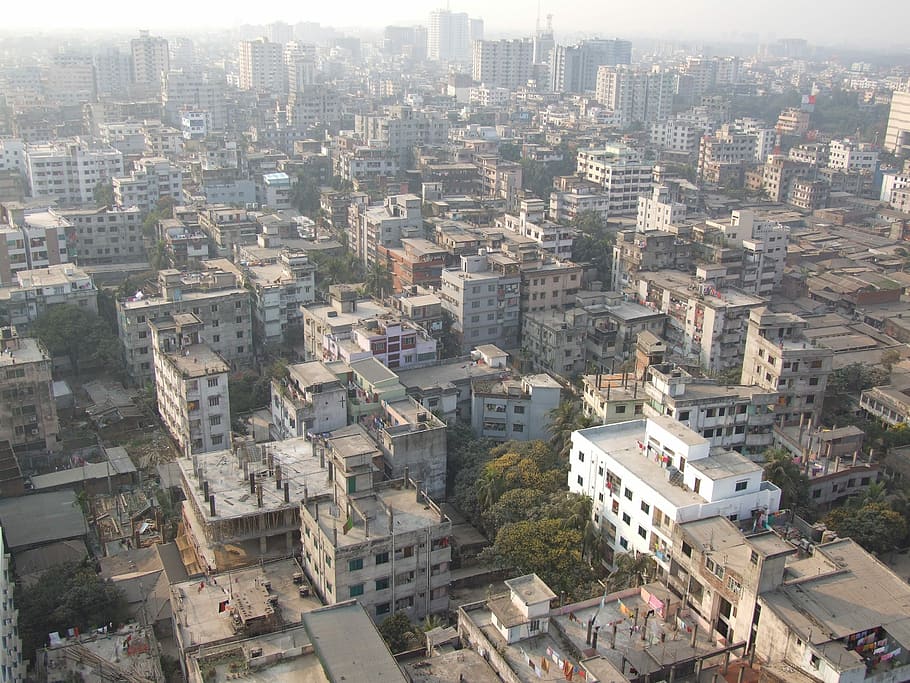 aerial photography of high-rise buildings, Dhaka, City, Building