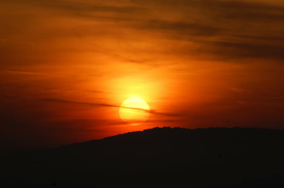 silhouette of mountain at sunset, solar, eclipse, dark, sunlight HD wallpaper