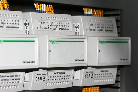 white and green industrial machine, electrician, automation HD wallpaper