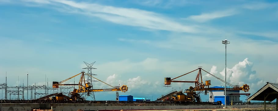 construction, machine, project, machinery, commercial dock HD wallpaper