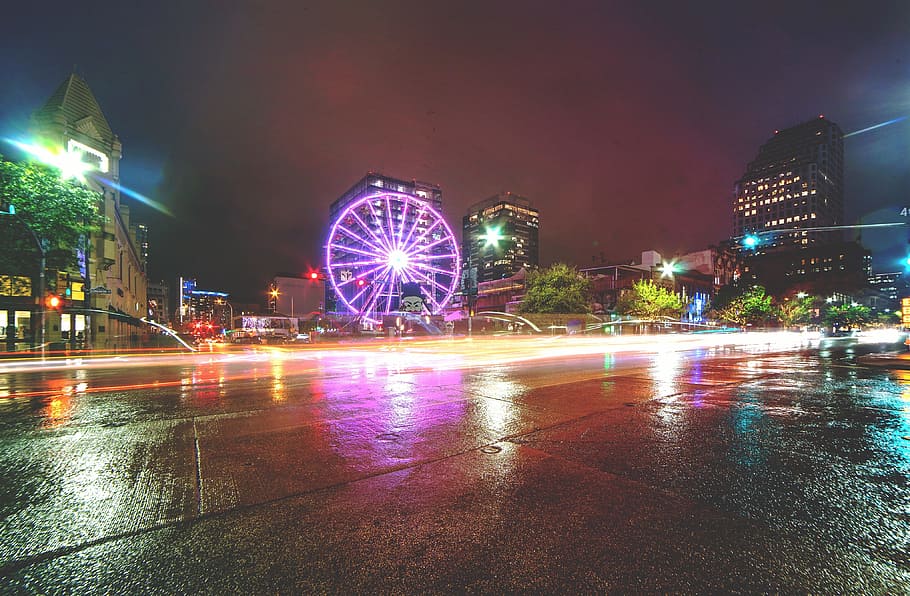 architecture, buildings, infrastructure, dark, sky, amusement HD wallpaper