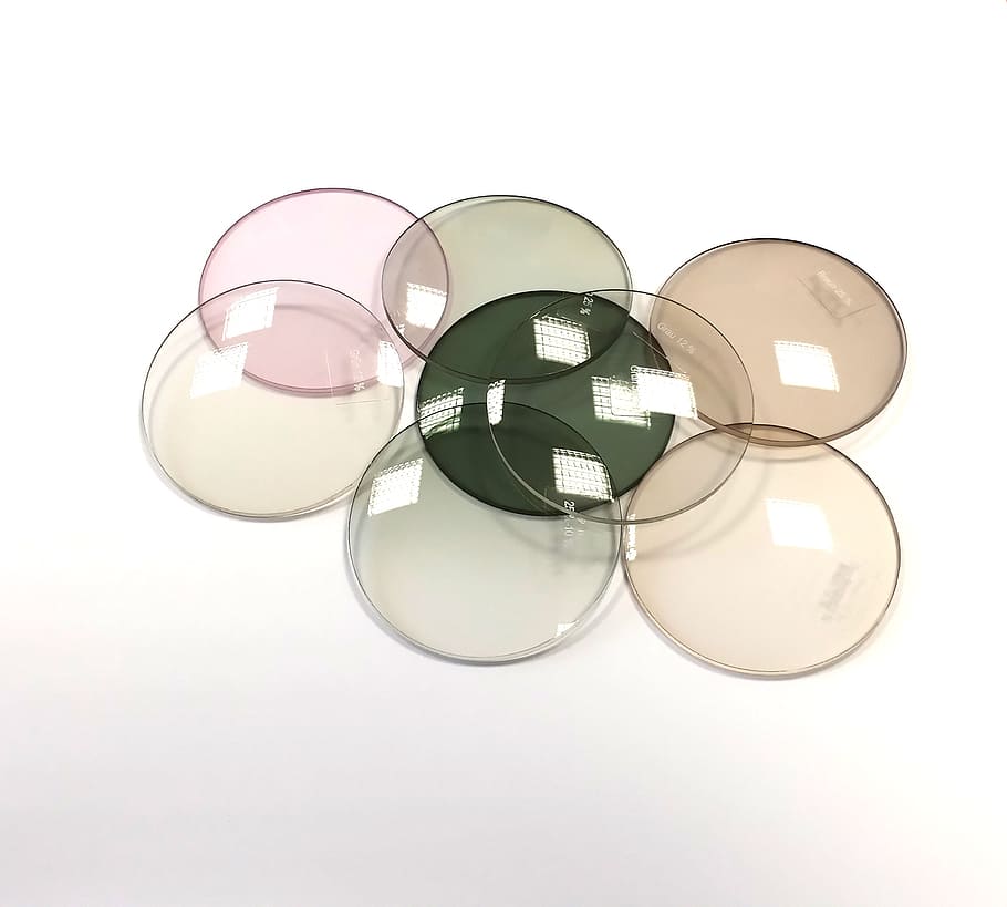 round clear glass decor, lenses, glasses glass, brown, green, HD wallpaper