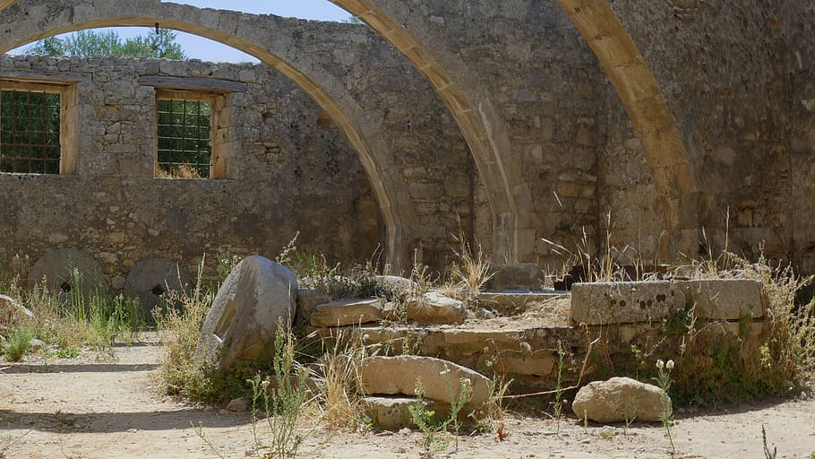 monastery, crete, saint georges, abbey, architecture, built structure, HD wallpaper