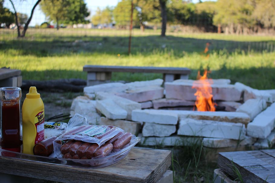 sausage packs, Camp Fire, Fire, Fire, Fire Pit, Camp, Fire HD wallpaper