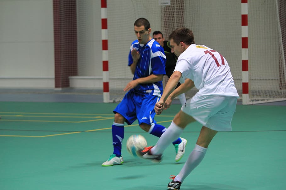 futsal, amateur, ball, hall, play, sport, the player, the moment