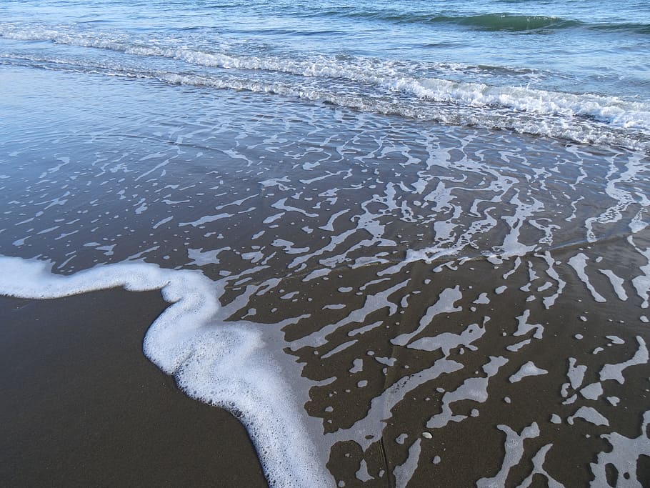 Sea, Waves, Foam, Beach, Ripples, delicate foam, small waves HD wallpaper