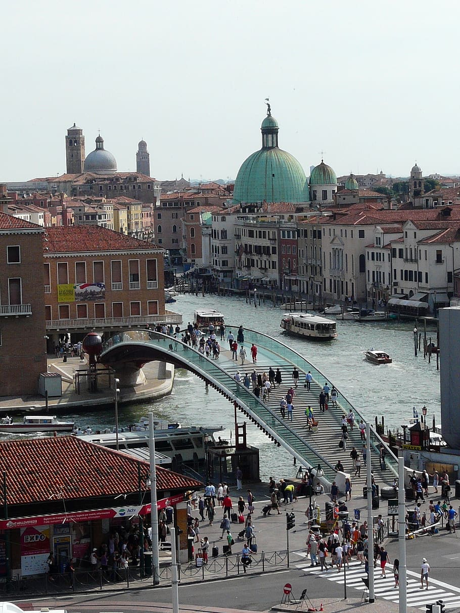 italy, venice, constitution bridge, water, building, venezia, HD wallpaper