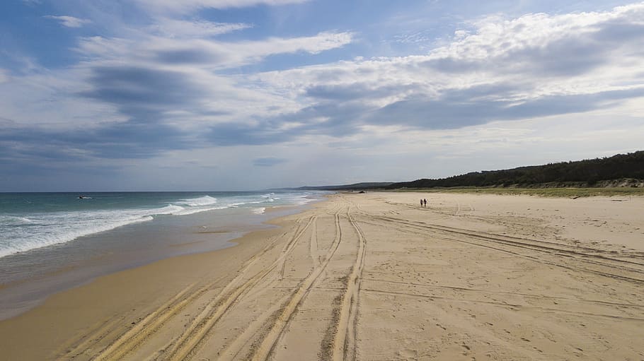 beach, empty, waves, island, water, sea, sand, cloud - sky HD wallpaper