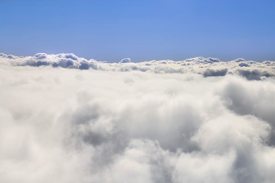 white clouds during daytime, plane, air, flight, aircraft, sky HD wallpaper