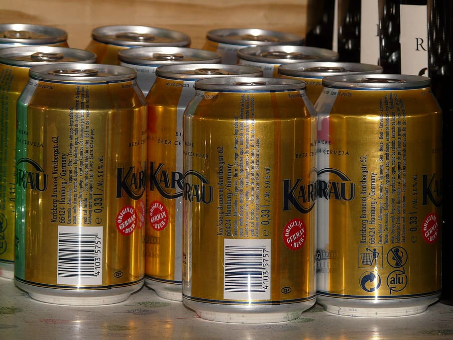 cans, drink, beverages, thirst, cans beer, box, indoors, container HD wallpaper