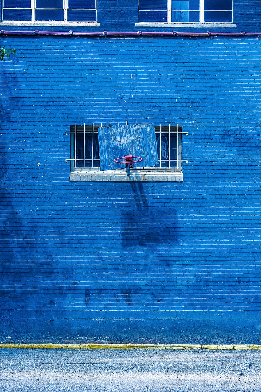 imperfectly perfect, blue, hoop, brick wall, window, building Exterior HD wallpaper