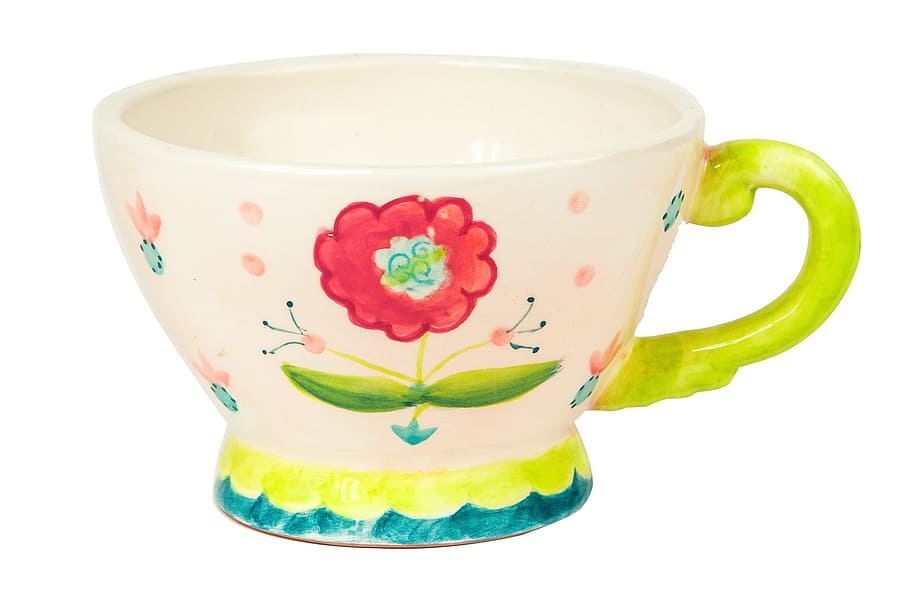 Cup, Flowers, Breakfast, white Background, isolated, tea Cup HD wallpaper
