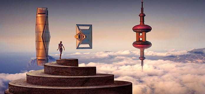 game application, fantasy, science fiction, float, surreal HD wallpaper