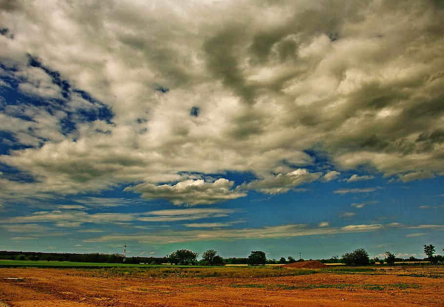 landscape, cloud, earth, nature, field, sky, summer, wood, mood HD wallpaper